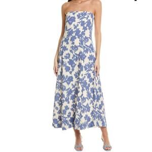 1 STATE Strapless Smocked Back Floral Maxi Dress cottagecore Coquette XL